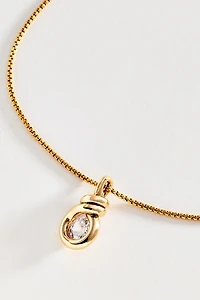 Organic Bezel Crystal Pendant Necklace