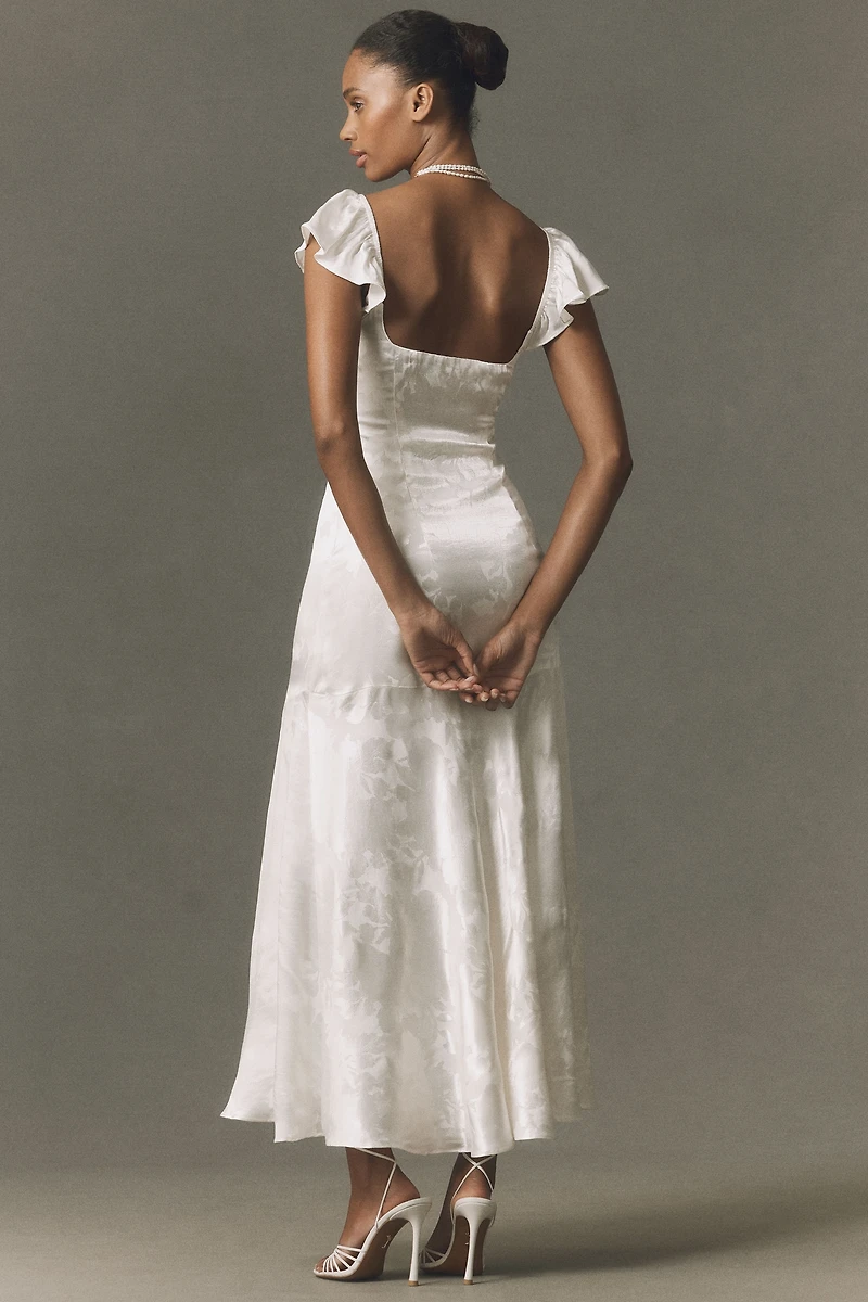BHLDN Flutter Sleeve Jacquard Maxi Dress