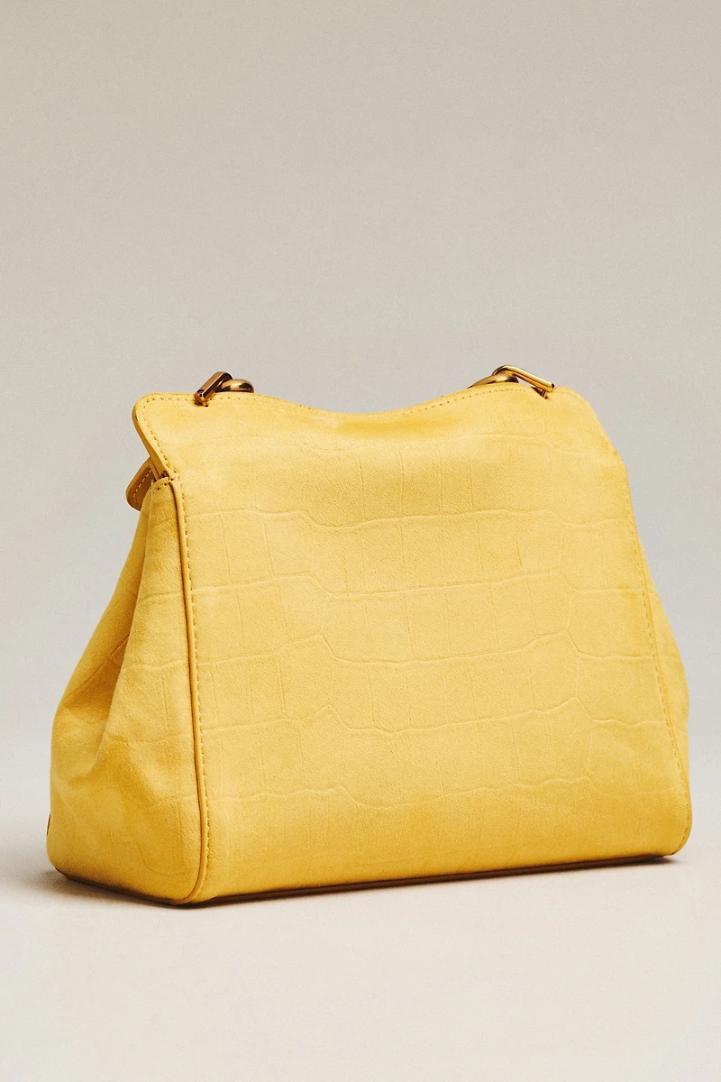 JW PEI Lucia Croc-Embossed Faux Suede Top Handle Bag