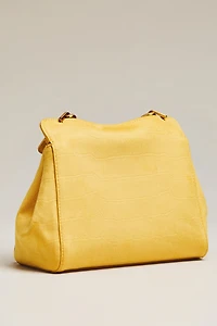 JW PEI Lucia Croc-Embossed Faux Suede Top Handle Bag