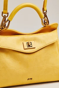 JW PEI Lucia Croc-Embossed Faux Suede Top Handle Bag
