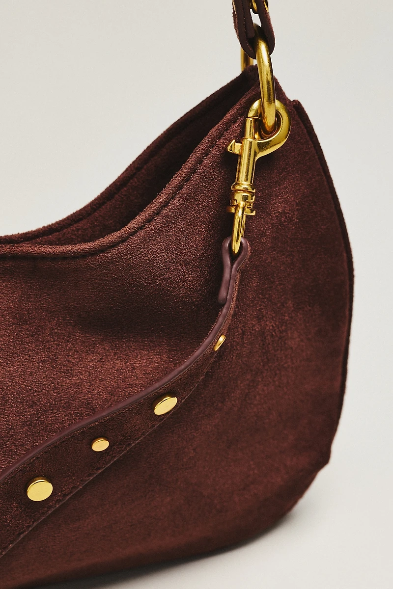 By Anthropologie Faux Suede Circular Shoulder Bag
