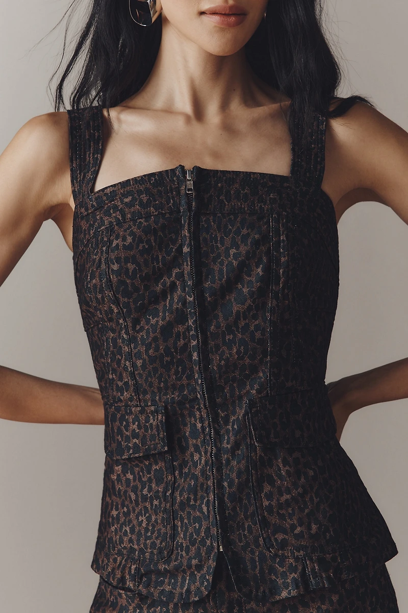 Pilcro Zip-Front Square-Neck Tank