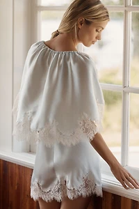 BHLDN Satin Lace Slip & Cape Set