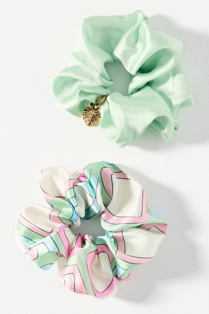 Frasier Sterling Satin Scrunchies, Set of 2