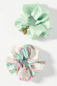 Frasier Sterling Satin Scrunchies, Set of 2