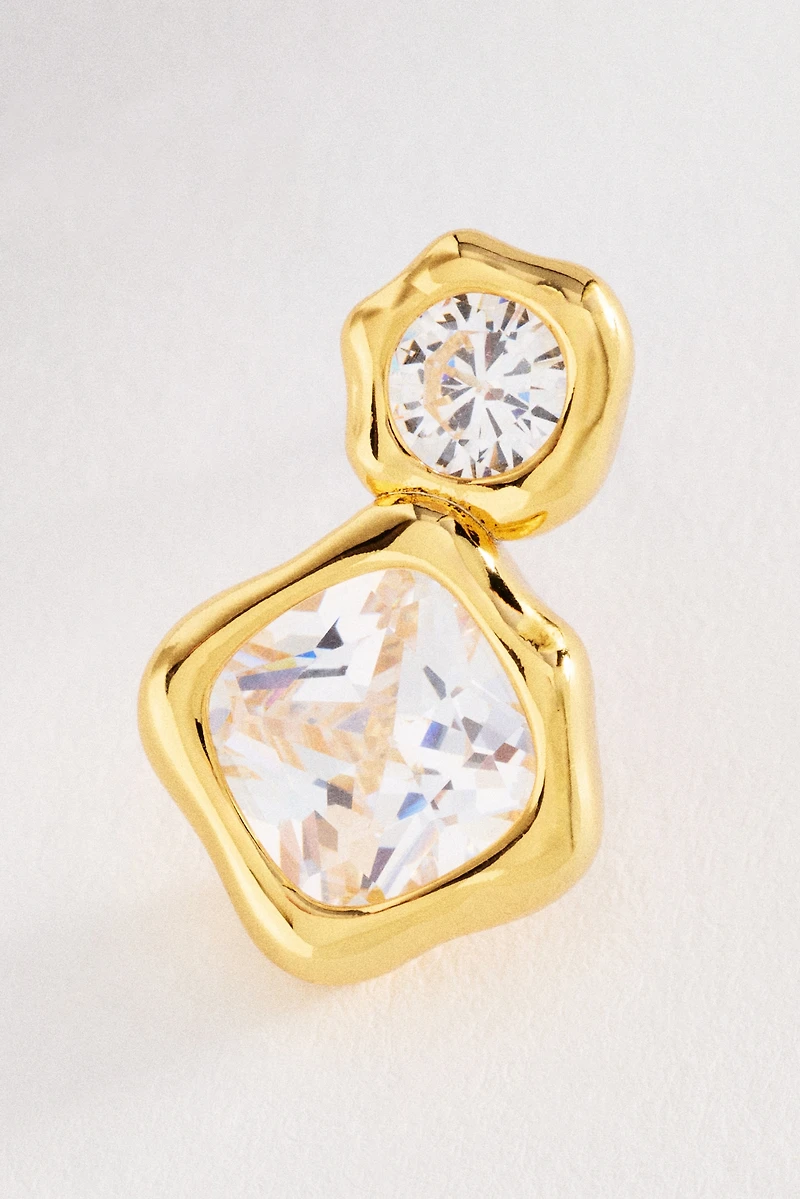 Bezel Crystal Drop Earrings