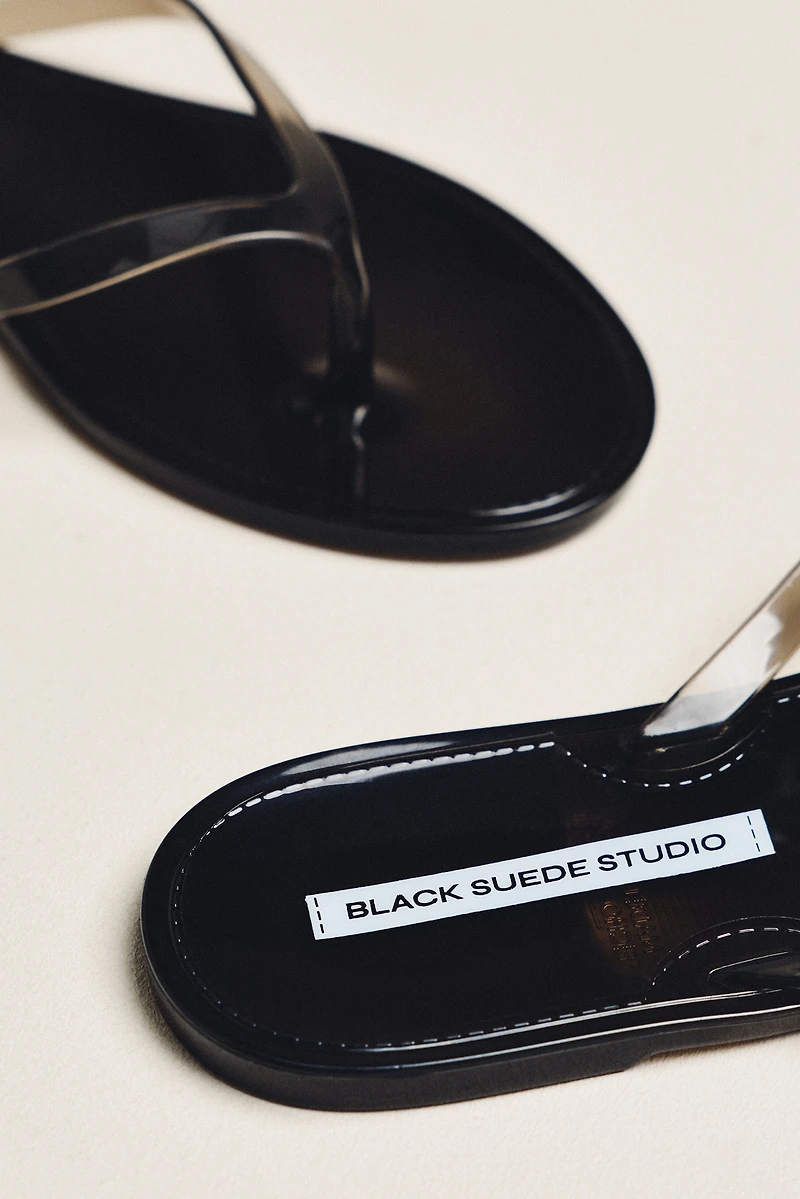 Black Suede Studio Jelly Thong Sandals
