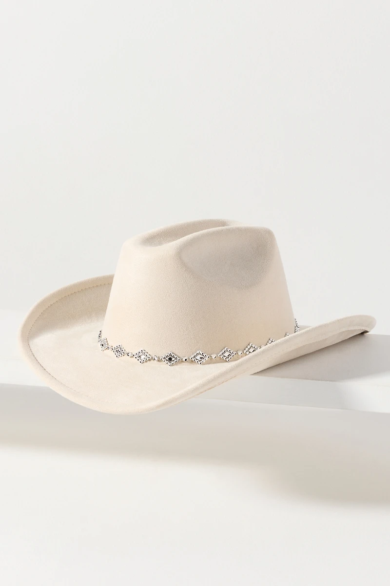 Faux Suede Studded Rancher Hat