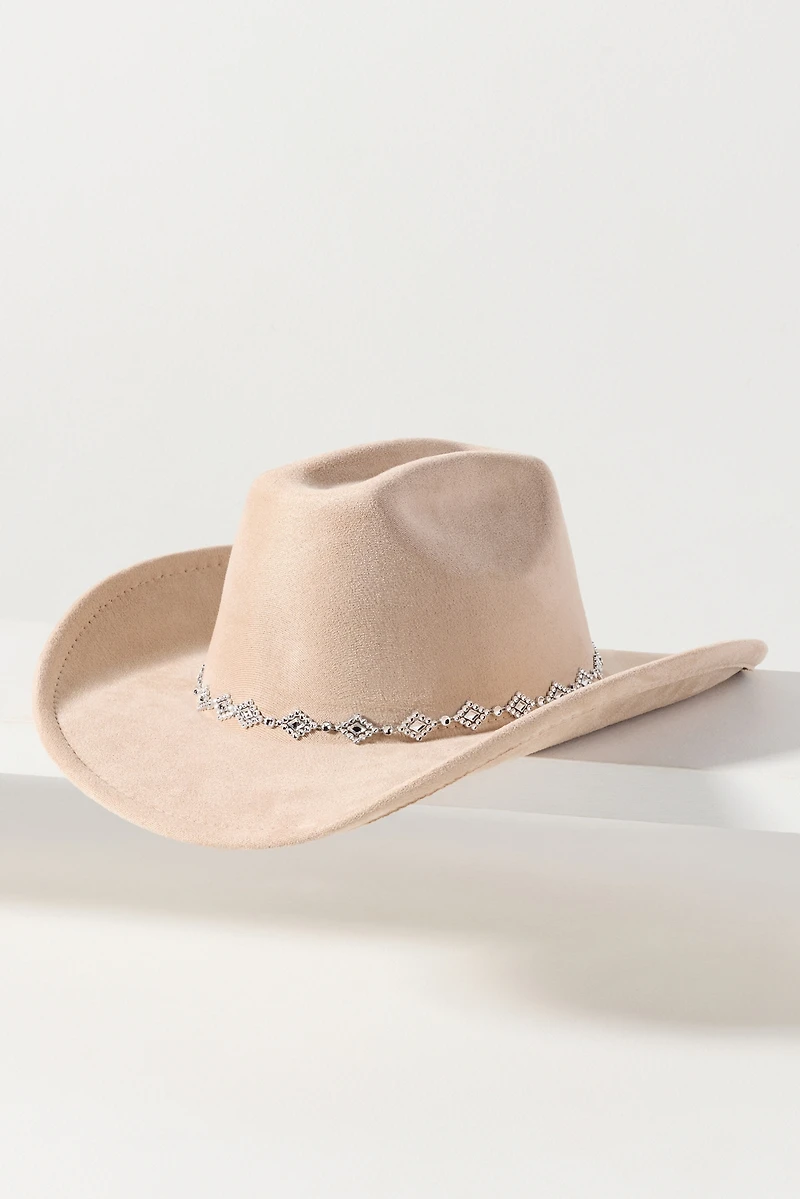 Faux Suede Studded Rancher Hat