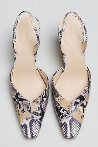 Maeve Square-Toe Slingback Leather Heels