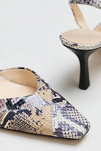 Maeve Square-Toe Slingback Leather Heels