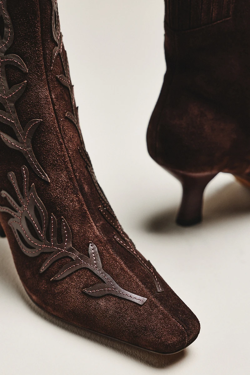Maeve Leather Appliqué Ankle Boots