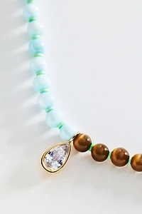 Colorblock Beaded Pendant Necklace