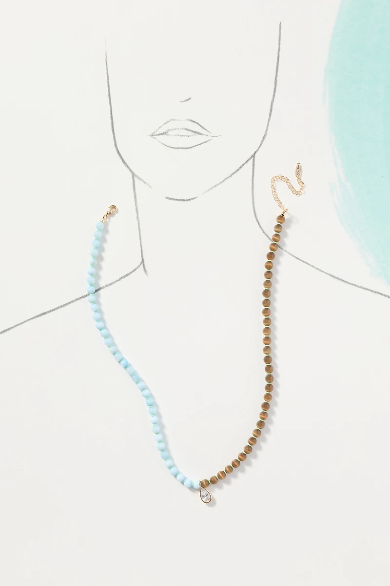 Colorblock Beaded Pendant Necklace