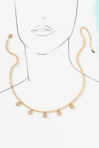 Staggered Bezel Gem Necklace