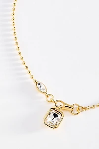 Bezel Crystal Pendant Ball Chain Necklace