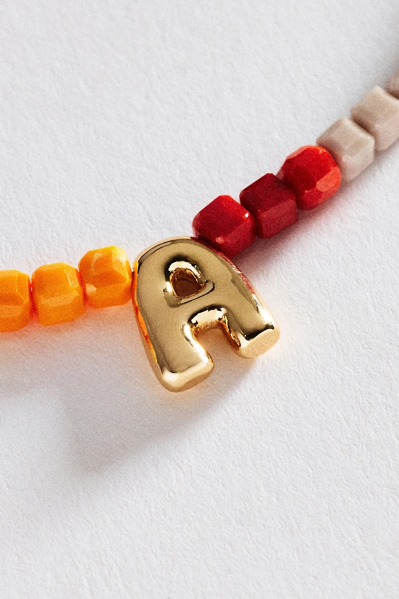 Colorful Beaded Initial Necklace