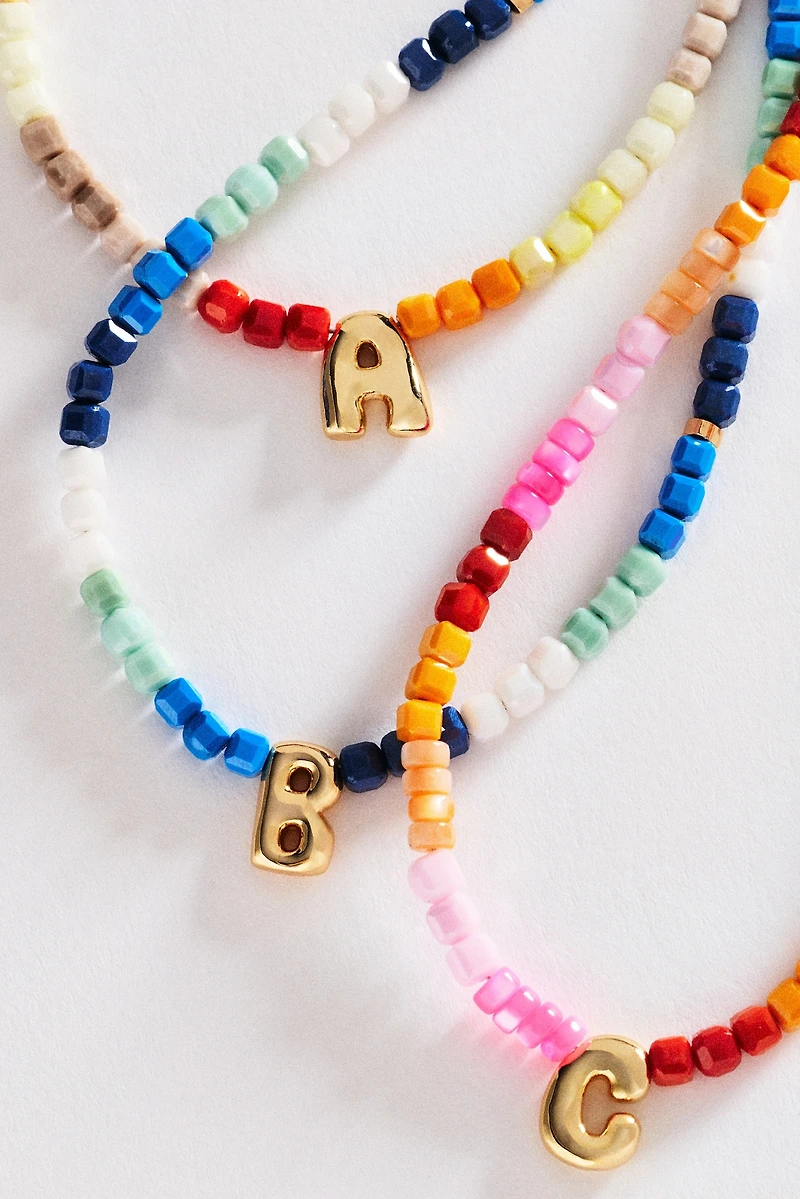 Colorful Beaded Initial Necklace