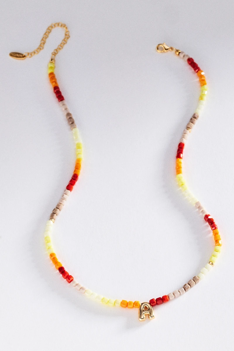 Colorful Beaded Initial Necklace