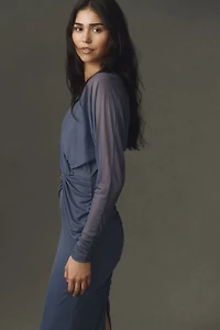 Black Halo Aurora Long-Sleeve Gown
