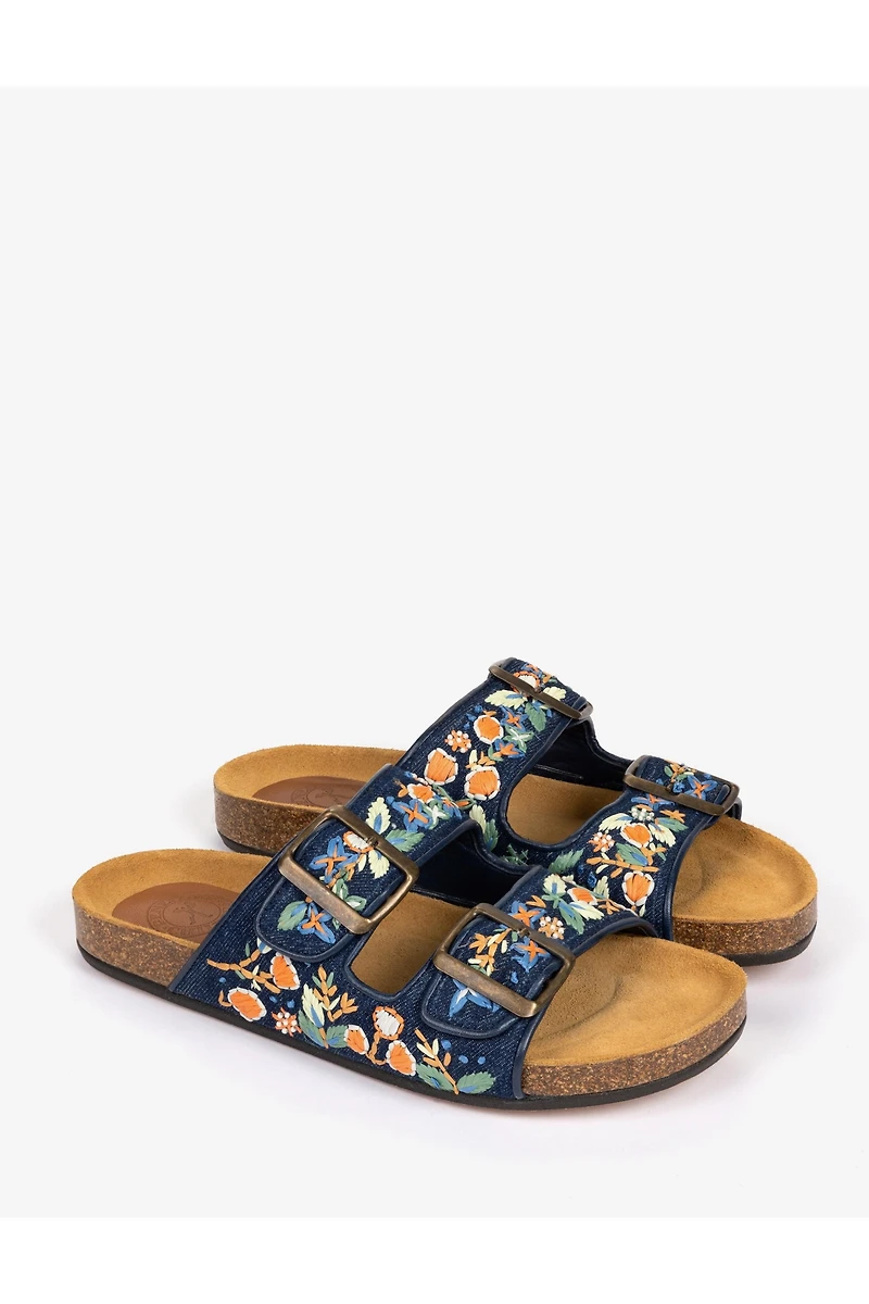Penelope Chilvers Pool Embroidered Denim Slides