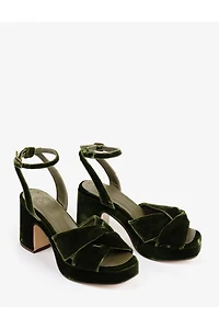 Penelope Chilvers Hibiscus Platform Velvet Block Heels