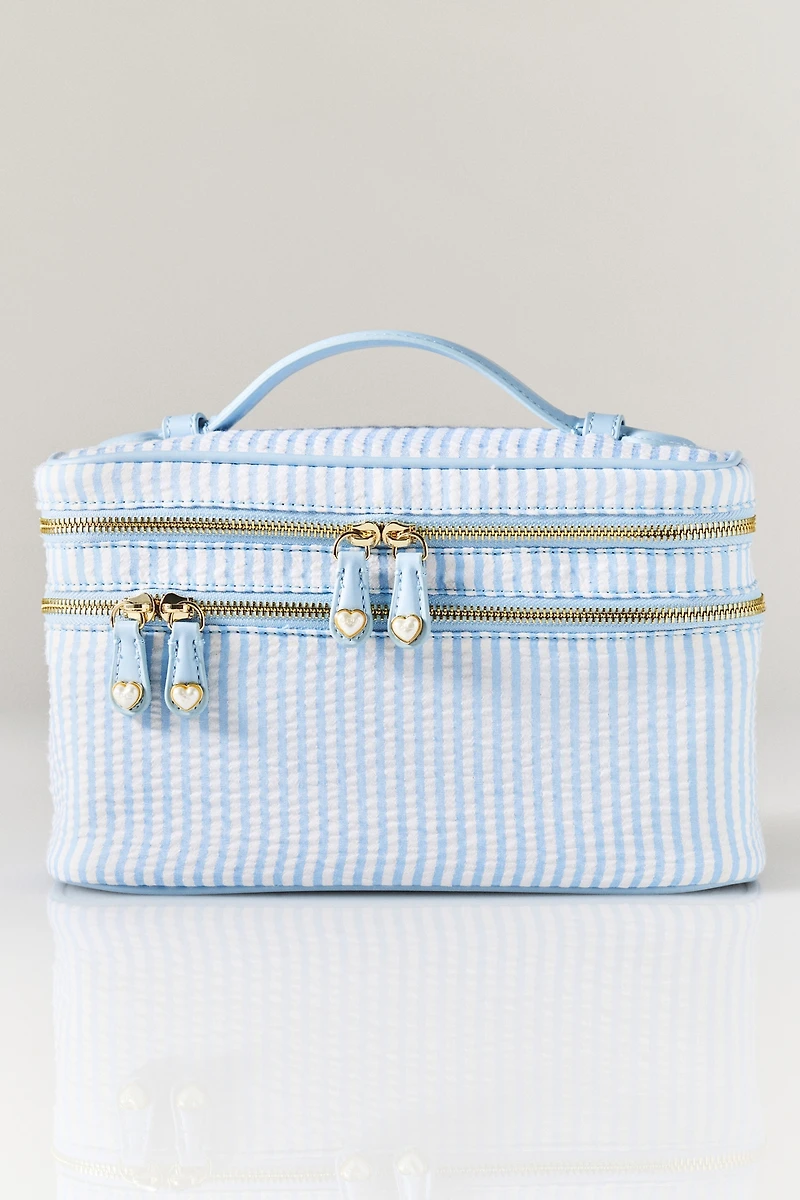 Stoney Clover Lane Seersucker Double Zip Cosmetic Bag