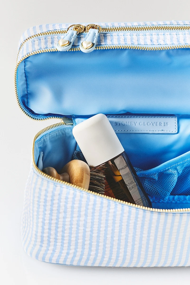 Stoney Clover Lane Seersucker Double Zip Cosmetic Bag
