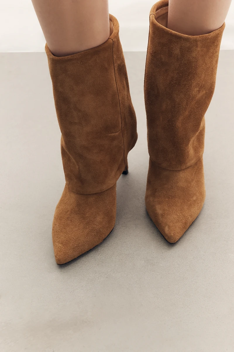 By Anthropologie Foldover Suede Ankle Boots
