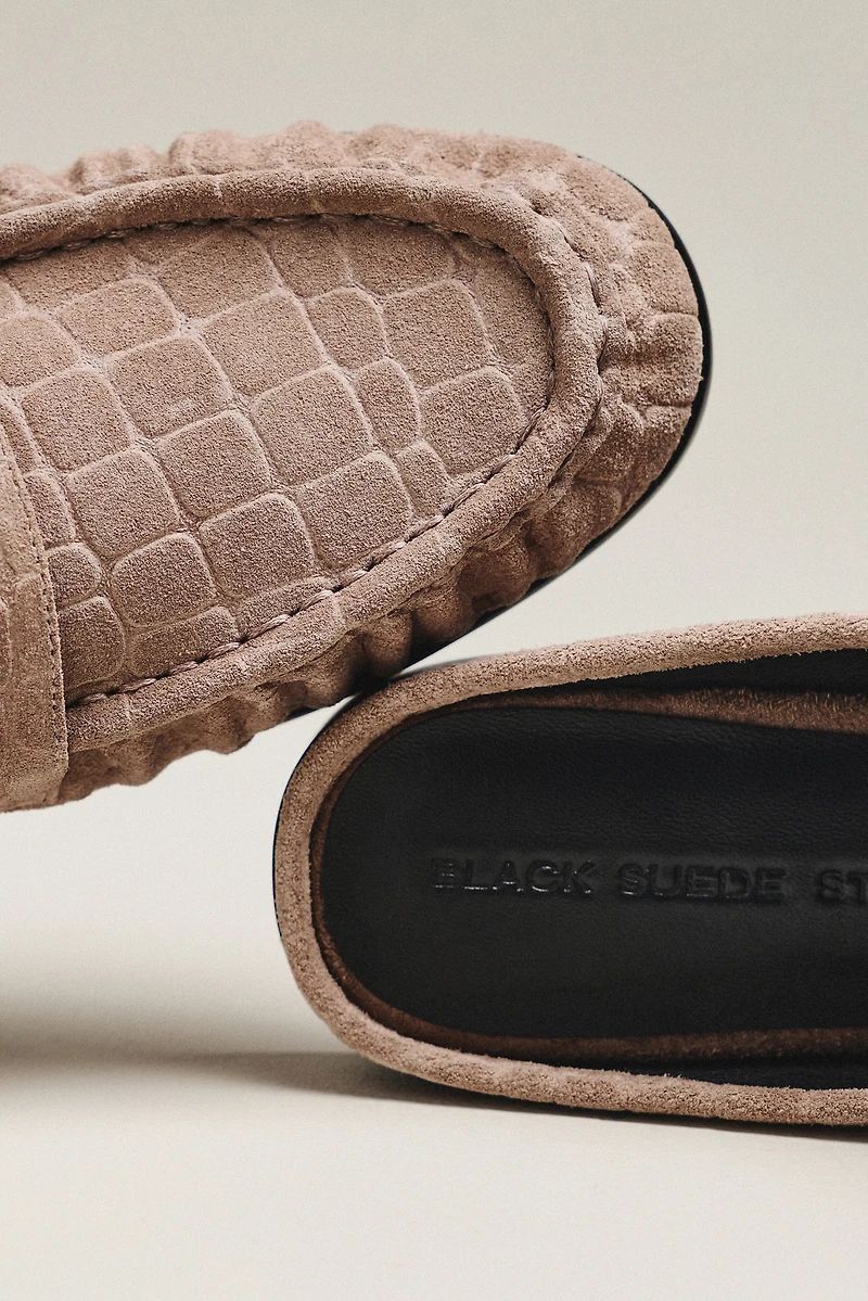 Black Suede Studio Gabby Loafer Mules