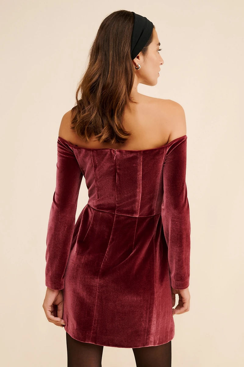 Hutch Off-The-Shoulder Velvet Mini Dress