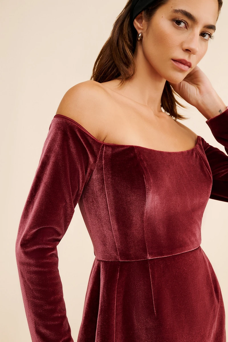 Hutch Off-The-Shoulder Velvet Mini Dress