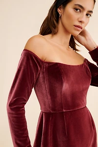 Hutch Off-The-Shoulder Velvet Mini Dress