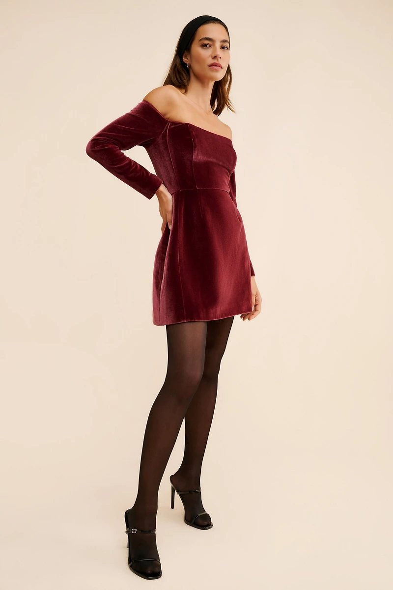 Hutch Off-The-Shoulder Velvet Mini Dress