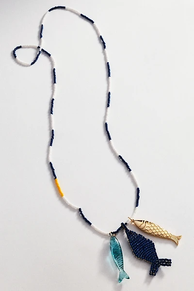 Ceramic Beaded Fish Pendant Necklace