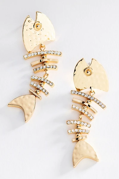 Metal Fish Drop Earrings