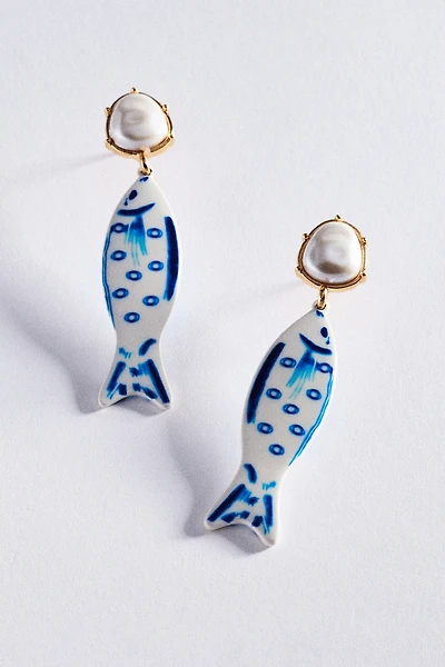 Ceramic Fish Drop Earrings
