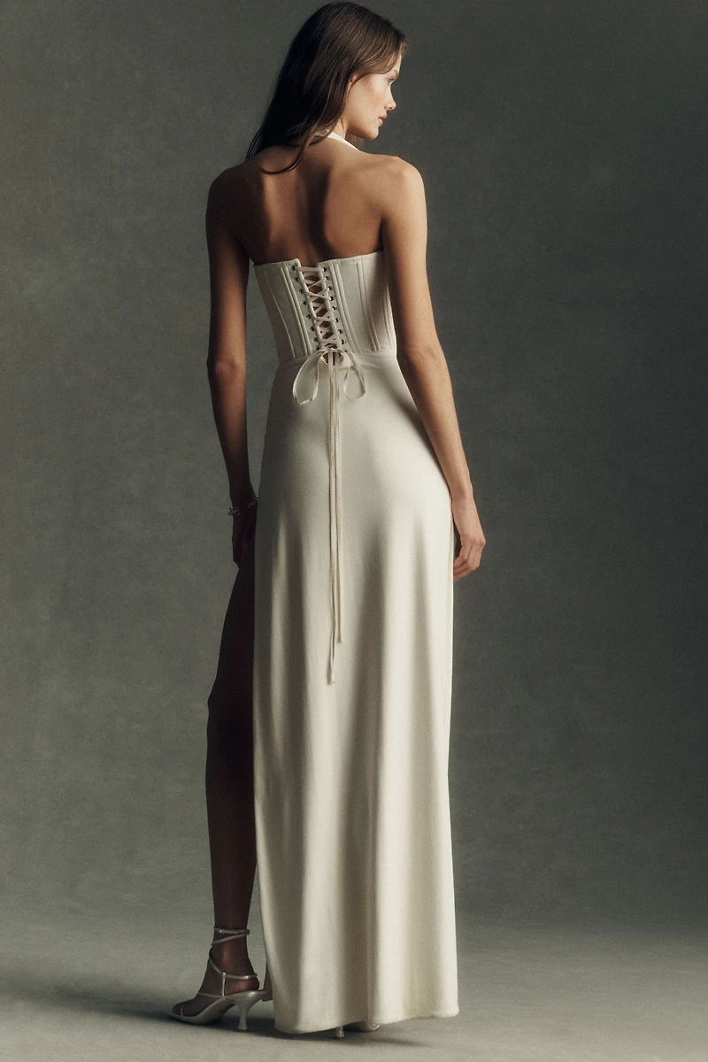 Deme by Gabriella Plumeria Halter Maxi Dress