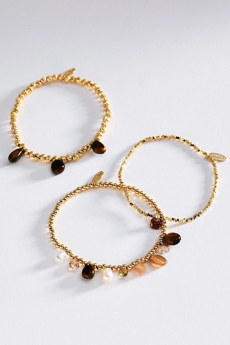Stretch Stone Bracelets, Set of 3
