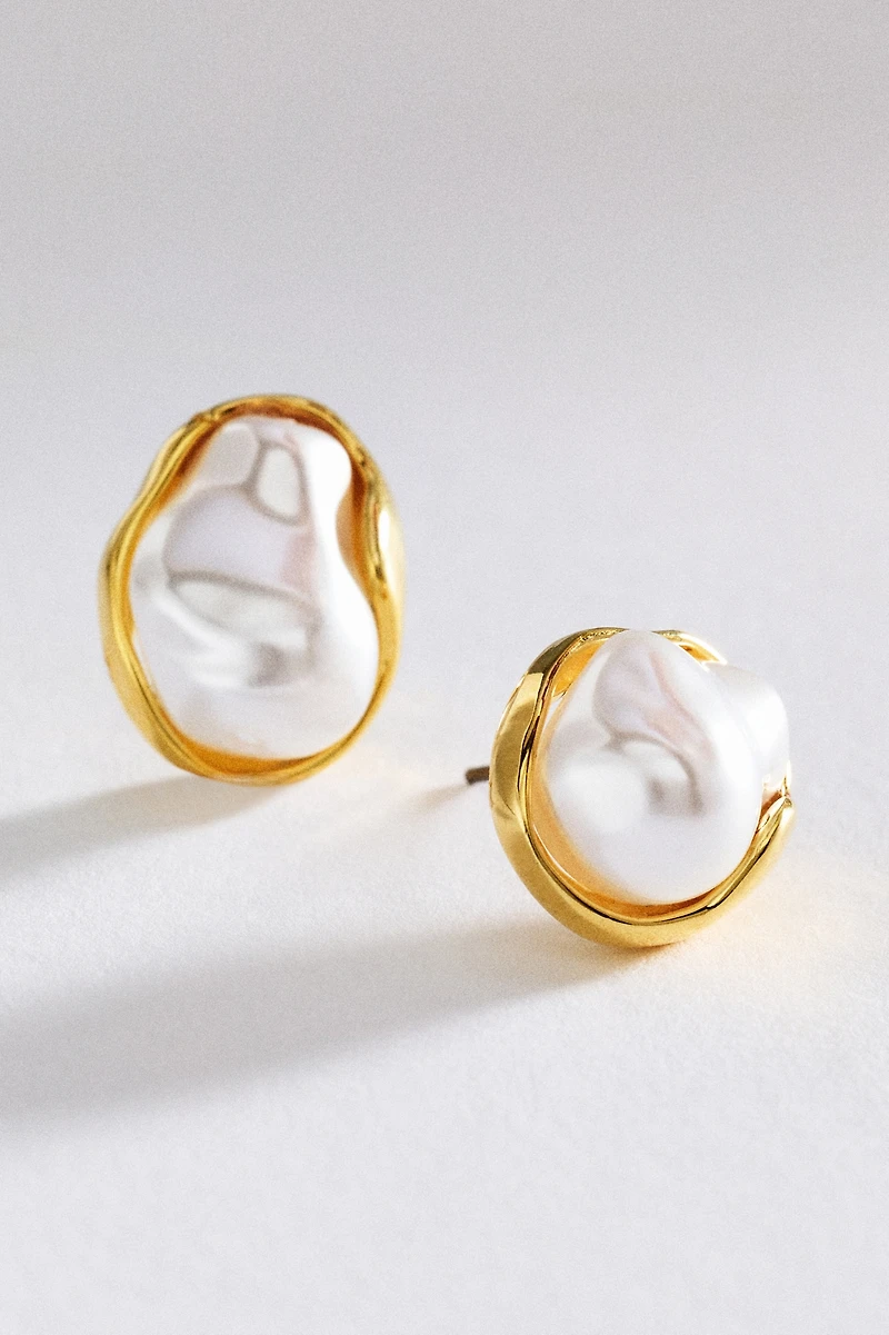 Organic Pearl Post Earrings