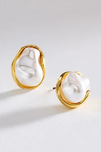 Organic Pearl Post Earrings