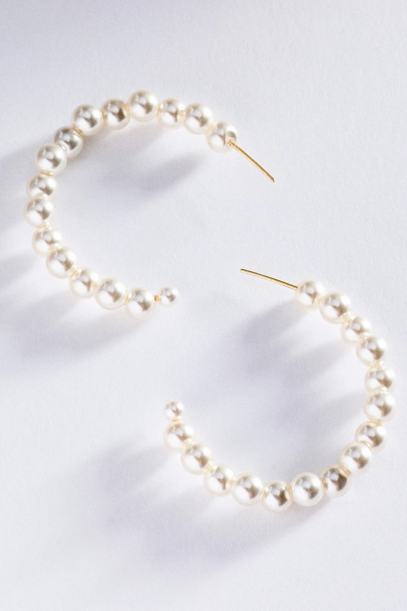 Small Pearl Hoop Earrings