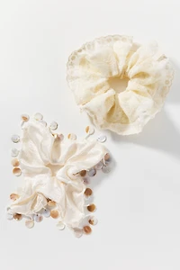 Eyelet and Shell Scrunchie, Set of 2