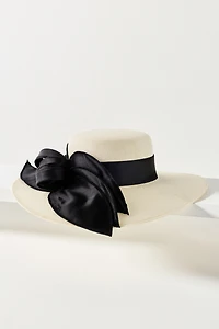 San Diego Hat Co. Woven Boater with Satin Bow