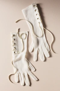 Enaura Contemp Silk Lace-Up Sheer Gloves