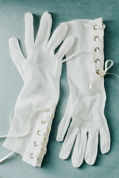 Enaura Contemp Silk Lace-Up Sheer Gloves