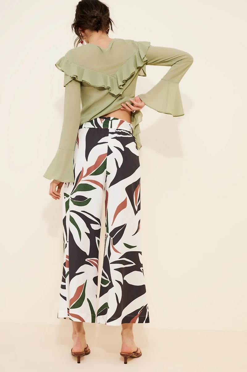 Little Lies Palm Print Linen Blend Pants