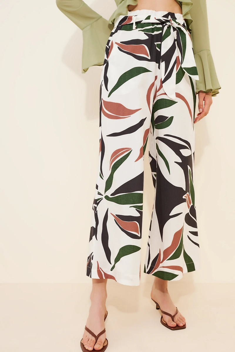 Little Lies Palm Print Linen Blend Pants