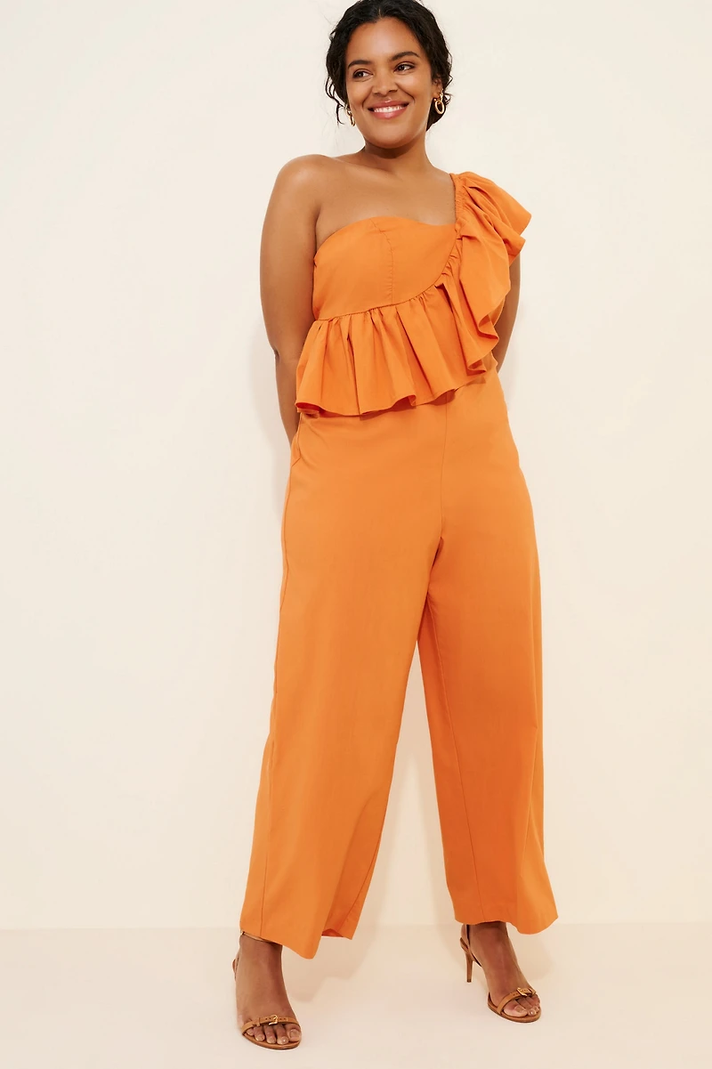 Eloquii Ruffle Linen Jumpsuit